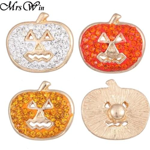 6pcs/lot New Halloween Snap Jewelry Crystal Magician Hat Pumpkin 18mm Snap Buttons Rhinestone Lot 18MM Snap Bracelet Necklace