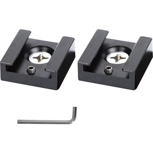 HOT-Cold Shoe Mount Aluminum Adapter Bracket Hot Shoe with 1/4 Thread for Camera Cage Flash Shoe Mount(2 PCS)