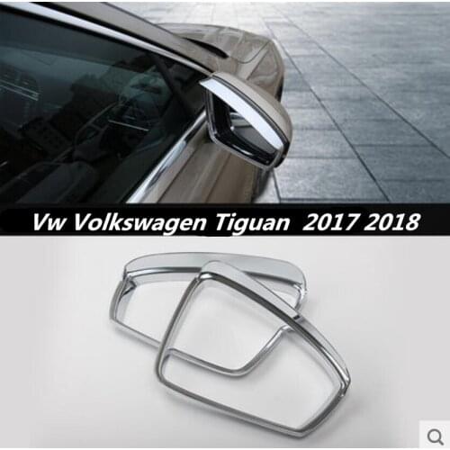 2pcs ABS Car Rearview Mirror Rain Eyebrow Side Shine Cover Fits For Vw Volkswagen Tiguan MK2 2016 2017 2018