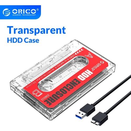 ORICO USB3.0 to SATA3.0 2.5 inch HDD Enclosure SSD Hard Drive Case Transparent External Case DIY Stickers Cassette Tape Design