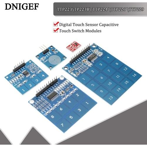DNIGEF TTP223\TP223B\ TTP224 \TTP226 \TTP229 Jog Digital Touch Switch Sensor 1/4/8/16 Channel Touch Key Capacitive Module