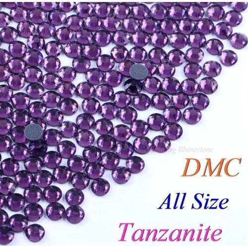 DMC Tanzanite SS6 SS10 SS16 SS20 SS30 Mixed Size Glass Crystals Hotfix Rhinestone Iron-on Shiny DIY Garment Bag With Glue