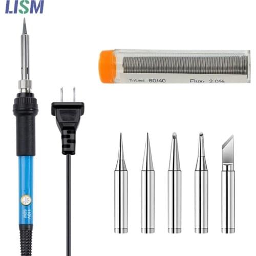 60W Electric Soldering Irons Temperature Adjustable Soldering Handle Heat Pencil with Soldering Iron tips welding wires solder