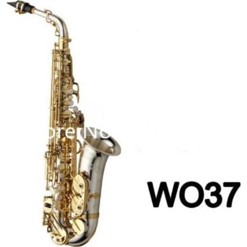 Hot Selling WO37 Eb Alto Saxophone E Flat Nickel Plated Gold Key musical instrument With Case Free Shipping
