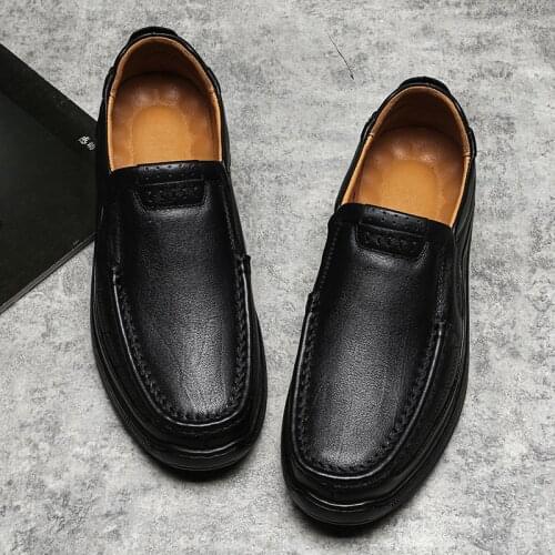 Mens Flat Shoes Male Driving Shoes Genuine Leather Loafers Casual Shoes Footwear Moccasins Breathable Slip on Boat Shoes
