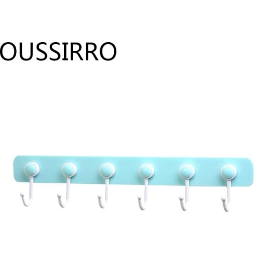 Strong Suction Wall Rack Kitchen Storage Holder Wall Sticker Hook Hanging Shelves Kitchen 6 Hooks Organizer Bathroom Accessories