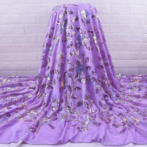 Zhenguiru New Arrival Velvet Fabric High Quality Sequined African Lace Fabric Beautiful Nigerian Fabric For Women Wedding A2082