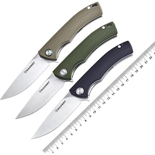 Harnds Talisman Folding Knife with Sandvik 14C28N Steel Blade G10 Handle EDC Pocket Knife with Clip for Outdoor Camping Tactical
