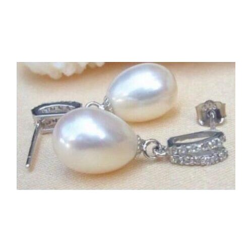 Wholesale price ^^^AAA+ 10-12mm real natural south sea white pearl earring fine r