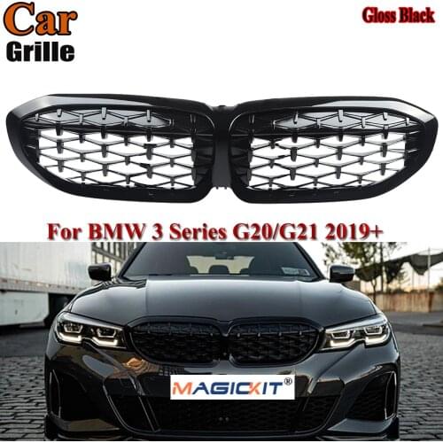 MagicKit FOR BMW 3 SERIES G20 KIDNEY GRILL GRILLE DIAMOND STYLE SPORT 2019+ GLOSS BLACK