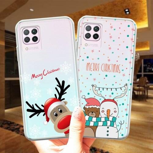Cartoon Cute Elk Merry Christmas New Year Soft Silicone Phone Case Cover For Huawei Mate 20 10 P10 P20 P30 P40 Lite E Pro