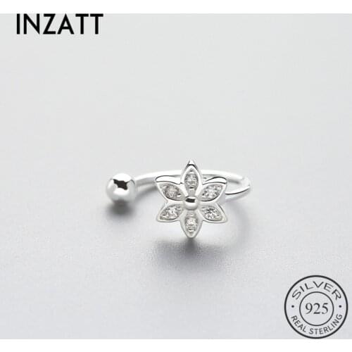 INZATT 1 Piece Flower Real 925 Sterling Silver Clip Earrings 2018 For Women Anniversary Party Fine Jewelry Fashion Accessories