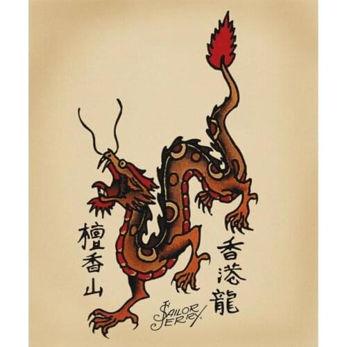Sailor Jerry Rum Tattoo Dragon Art Film Print Silk Poster Home Wall Decor 24x36inch