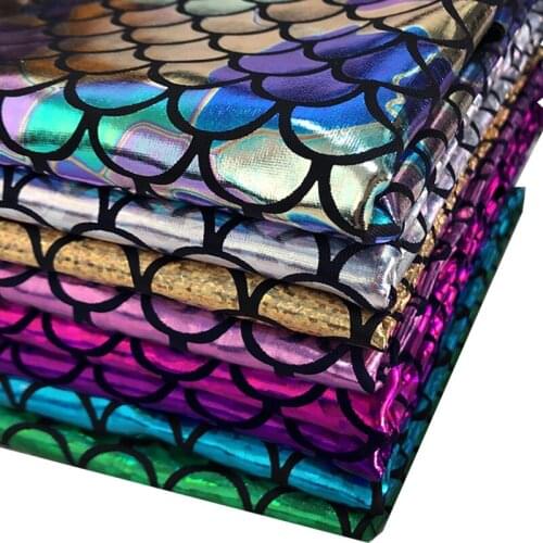 300*150CM Width Fish Scale 4 Way Stretch Laser Knit Fabric Tissue for Sewing Tilda Doll Mermaid Fabric