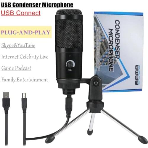 USB Condenser Microphone Vocals Recording Studio Microphone for Skype&YouTube Video Game Podcast Webcast Karaoke for PC Laptop