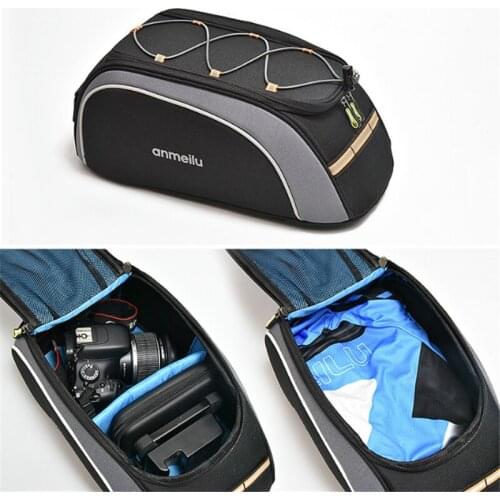 Bicycle Rack Rear Carrier Bag PU Leather Waterproof Storage Bag 8L Reflective MTB Bike Bag Rear Rack Trunk Bag Motorcycle Tool