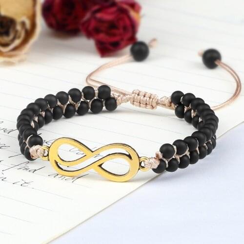 Vintage Matte Black Beads Bracelets Natural Stone Tree of Life OM Braided Adjustable Women Bracelets&Bangles Friend Yoga Jewelry