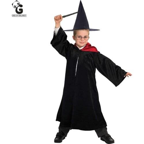 Magician Wizard Magic Staff Wand Halloween Costumes for Kids Superhero Student Cloak Cosplay Anime Costumes Fantastic Suits