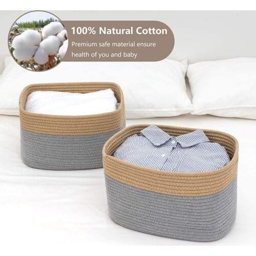 1PC Hand-woven Storage Basket Cotton Sundries Organization Clothes And Toys Sundries Storage Basket Household Storage Home Decor