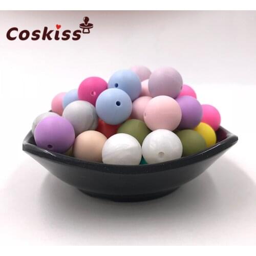 100pc Silicone Baby Teething Teether Beads Safe Food Grade Hexagon Beads Nursing Chewing Round Silicone Beads Necklace