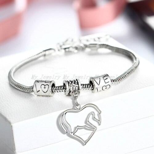12PC Wholesale Love Charms Cute Animals Horse Pendants Chain Bracelets Women Jewelry For Family Best Friends Birthday Gifts Hot