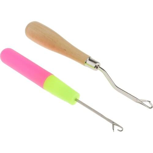 2Pcs/set Wood/Plastic Latch Hook Crochet Dreadlock Needles for Weaving Craft