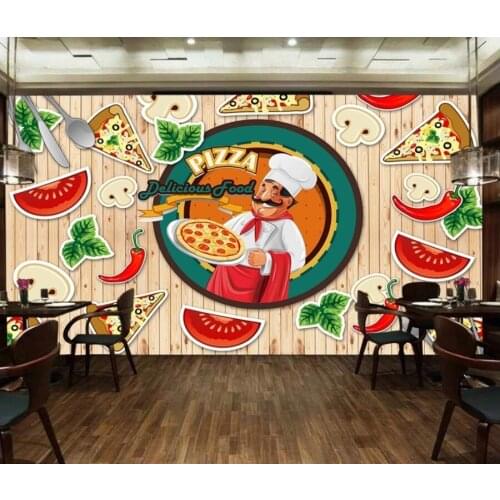WDBH 3d wallpaper custom photo Vintage Pizza Western Restaurant Board Workwear background home decor wallpaper for walls 3 d