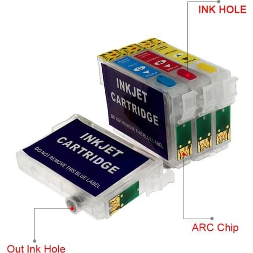 4 pcs T1241 Refillable Ink Cartridge For Epson Stylus NX125 NX420 NX430 NX330 NX230 320 323 325 435 Printer With Chips