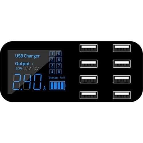 2020 A9S Fast Car Charger 8 Port Multi USB LCD Display Phone Charger USB Hub