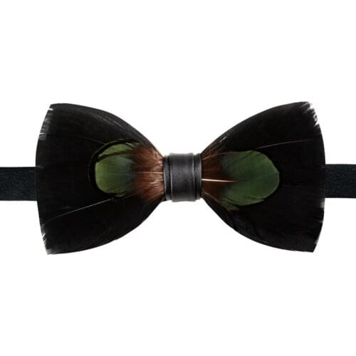 Free Shipping New male fashion man mens High-end handmade feather color black feather bow tie married groom groomsmen banquet