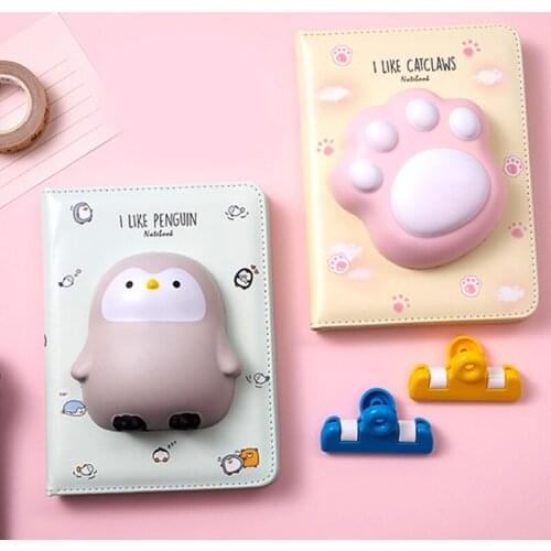 3D Cartoon Cat Notebook Kawaii Reduced Pressure Journal Diary PU Notebook Decompression Vent Schedule Planner Office Stationery