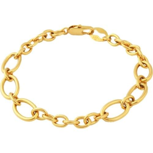Fansheng 1Pieces 21 cm gold color Hand Bracelets Man Woman Gold Color Chain Bracelet Jewelry