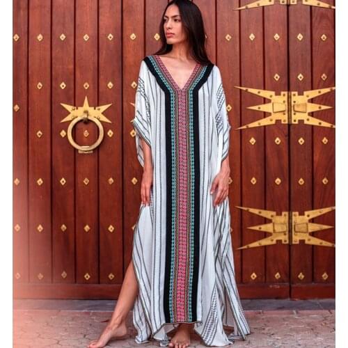 2020 Quick-drying Bohemian Women Summer Beach Dress Swim Wear Cover Up Tunic Sexy Robe Kaftan Beach Bikini Cover-ups pareo Q1236