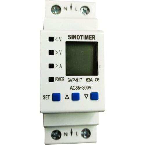 63A 80A 110V 230V Din rail adjustable over under voltage protective device current limit protection Voltmeter ammeter Kwh
