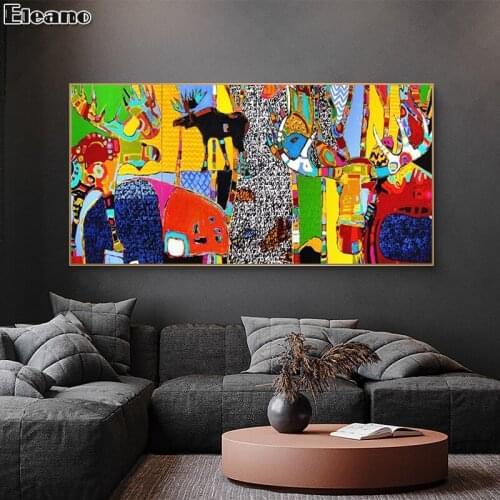 Graffiti Elk Poster Wall Art Canvas Painting Animal Picture Abstract Art Print Nordic Creativity Classic Aesthetic Room Decor