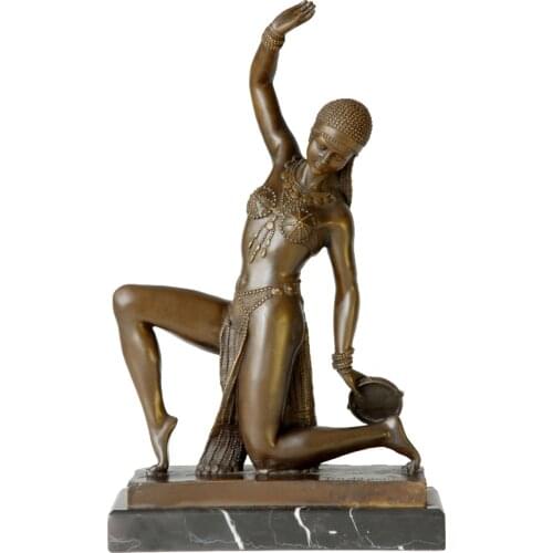 Indian Female Belly Dancer Bronze Figurine Statue Woman Dancing Sculpture Modern Art for Shelf Display Decor