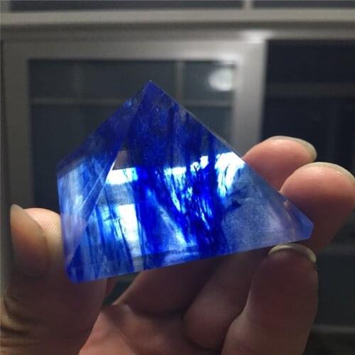 4cm artificial blue smelting stone pyramid, crystal pyramid multi-faceted column