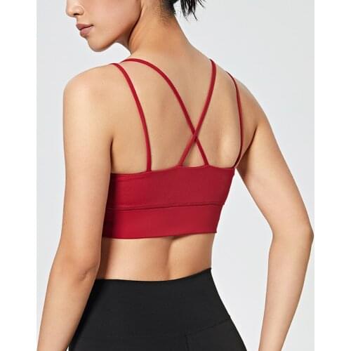 Beautiful Back Sports Underwear Womens Fitness Running Wear Yoga Clothes Vest Type Shockproof Bra Sexy Cross Thin Shoulder Belt