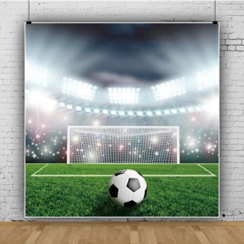 Laeacco Soccer Football Game Stadium Shiny Spotlight Baby Portrait Photo Backgrounds Photography Backdrops For Photo Studio