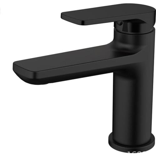 Matte black Bathroom Faucet Solid Brass Bathroom Solid Basin Faucet Cold and Hot Water Mixer Single Handle Tap