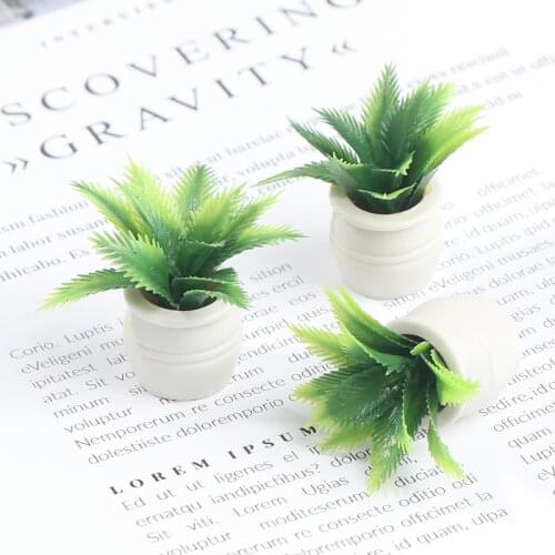 1 Pcs 1:12 Dollhouse Miniature Green Plant In Pot Model Home Decor Accessories Toys Environment Friendly