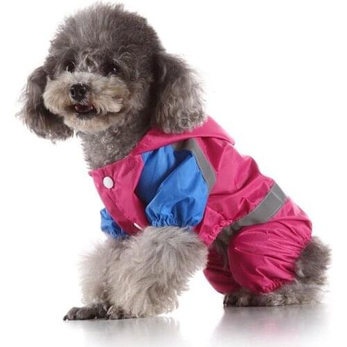 Fashion Small Dog Raincoat Waterproof Reflective Pet Hooded Rain Coat Puppy Jumpsuit Raining Coat Pet Clothes