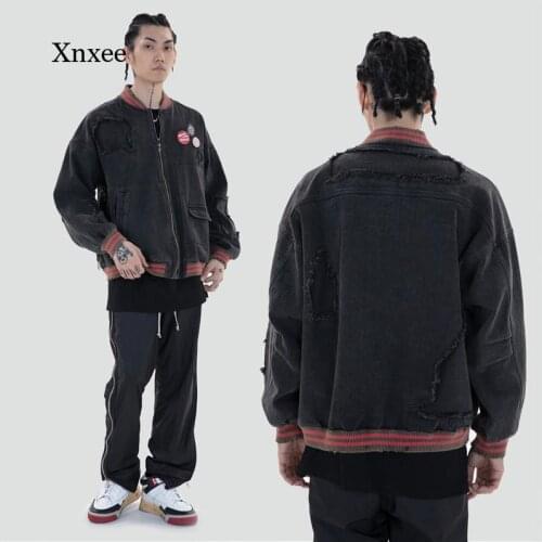 Men Letter Baseball Jacket Streetwear Coat Patch Color Block Patchwork Winter Autumn Harajuku Vintage College Bomber Jackets