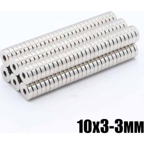 50pcs 10x3-3mm Neodymium magnet 10x3-3 mm Rare Earth small Strong Round permanent fridge Electromagnet N35 NdFeB nickle magneti