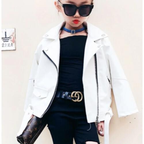 New Girls Jacket Leather White Kids Coats Children Jacket Autumn Spring BT009