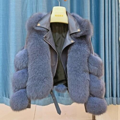 Women 2020 Winter New Real Fox Fur Coats With Genuine Sheepskin Leather Wholeskin Natural Outwear Luxury