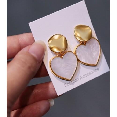 New Statement Fashion Acrylic Earrings Korean Geometric Love Dangling Earrings Jewelry for Women Jewelry for Teens Trend 2021