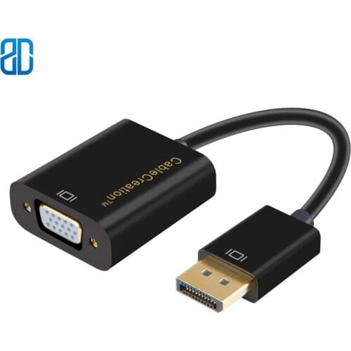 DP To VGA DisplayPort To VGA Adapter Cable, Standard DP To VGA Female Cable Black/White