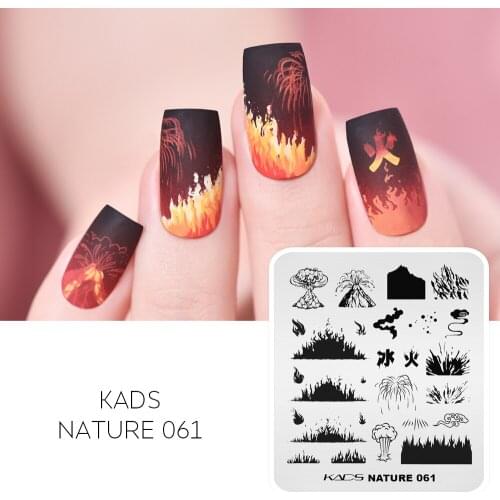 Nail Stamp Plate Volcano Flame Pattern Design Nail Stamping Plate Stainless Steel Manicure Nail Art Stencil Tool for DIY Nails