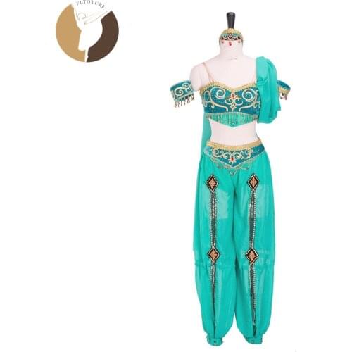 FLTOTURE AT1296 Adult Professional Ballet Costumes Chiffon Long Trousers Two-Pieces Dance Wear With Headwear White Gold Wear